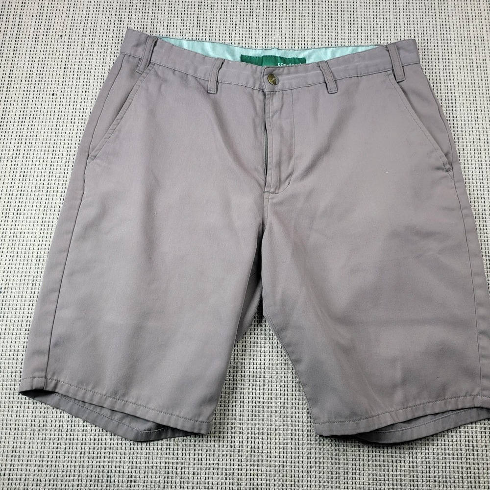 Toddland Shorts Mens 33 Gray Chino Casual Flat Front 10 Inseam Casual Summer